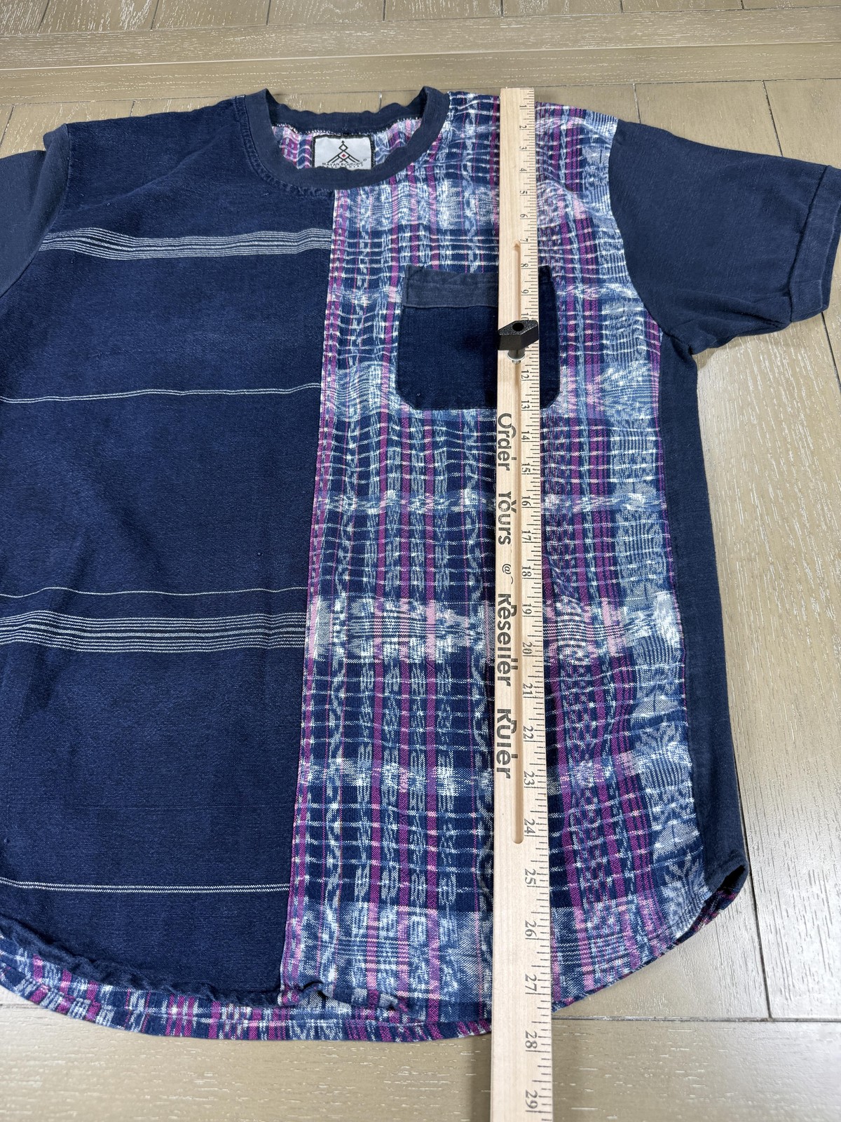 Patchwork Shirt Mens Large Blue Multicolor Ikat M… - image 5