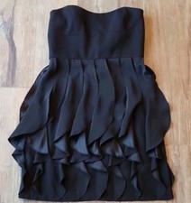 Cynthia Steffe Little Black Strapless Silk Ruffle Mini Dress, Size 4