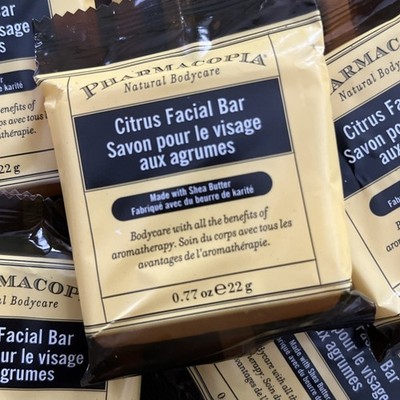 20 Bars Pharmacopia Citrus Facial Bar Aromatic Soap, .77 oz Travel Size.