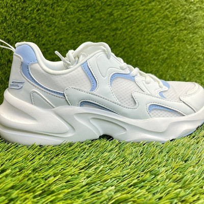 Skechers BOBS Sport Bamina 2 Womens Size 9 White Blue Running Shoes Sneakers