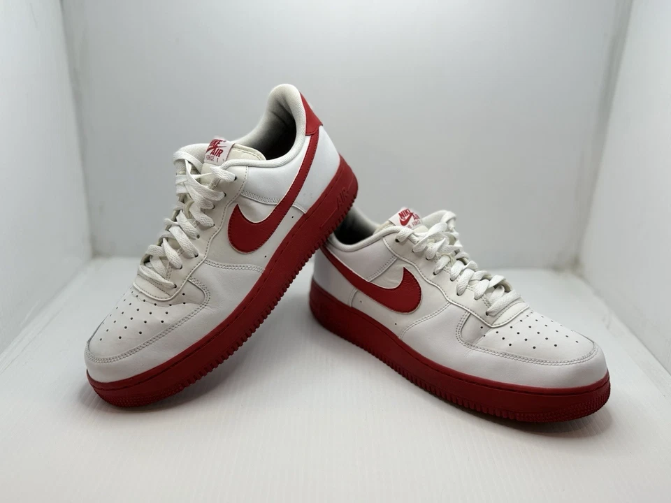 Nike Air Force 1 Retro Bajo Blanco Rojo Universitario CK7663-102 Hombres Talla 10.5 Foto 3 de 4