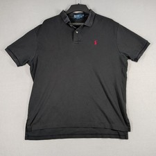 Polo Ralph Lauren Polo Shirt Mens XL Black Cotton Short Sleeve Red Pony