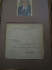 Ford Frick Signed Framed Content Letter Jsa 