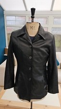 Joie De Vivre Vintage Real Leather Jacket Women's Medium Black Button Up