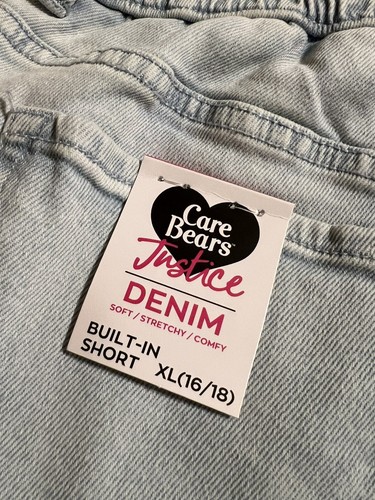 NWT Justice Care Bears Girl's Denim Skort Size XL 16/18 Blue &White - Picture 10 of 12