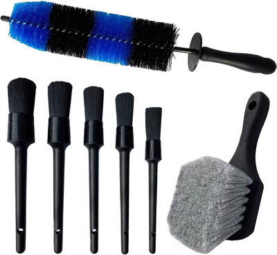 7Pcs Wheel & Tire Brush, Car Detailing Kit, 17Inch Long Soft Wheel Brush, 5 Deta