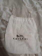 COACH EST. 1941 White Cotton Drawstring Dust Cover / Jewelry Bag 7.5"  7.5"
