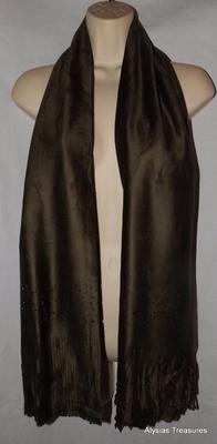 NEW Olive Soft Ultra Micro Suede 62 X 9 Fringed Laser Cut Head Neck Wrap Scarf