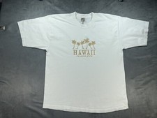 Hawaii The Aloha State Vintage White Palm Tree Pacific Big Island Large Shirt