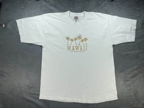 Hawaii The Aloha State Vintage White Palm Tree Pa… - image 1