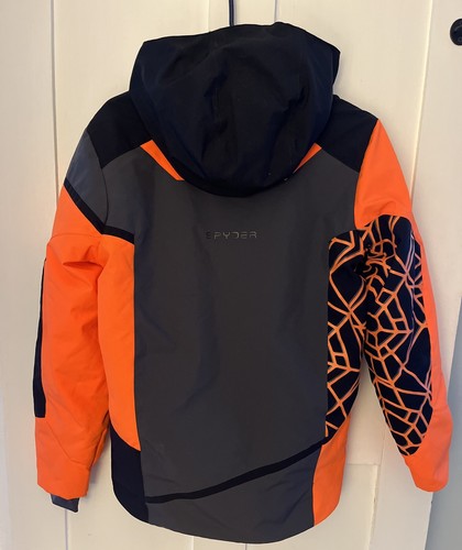 WARM Spyder Challenger Insulated Ski Jacket Boys Size 16 Orange Black Gray - Picture 4 of 7