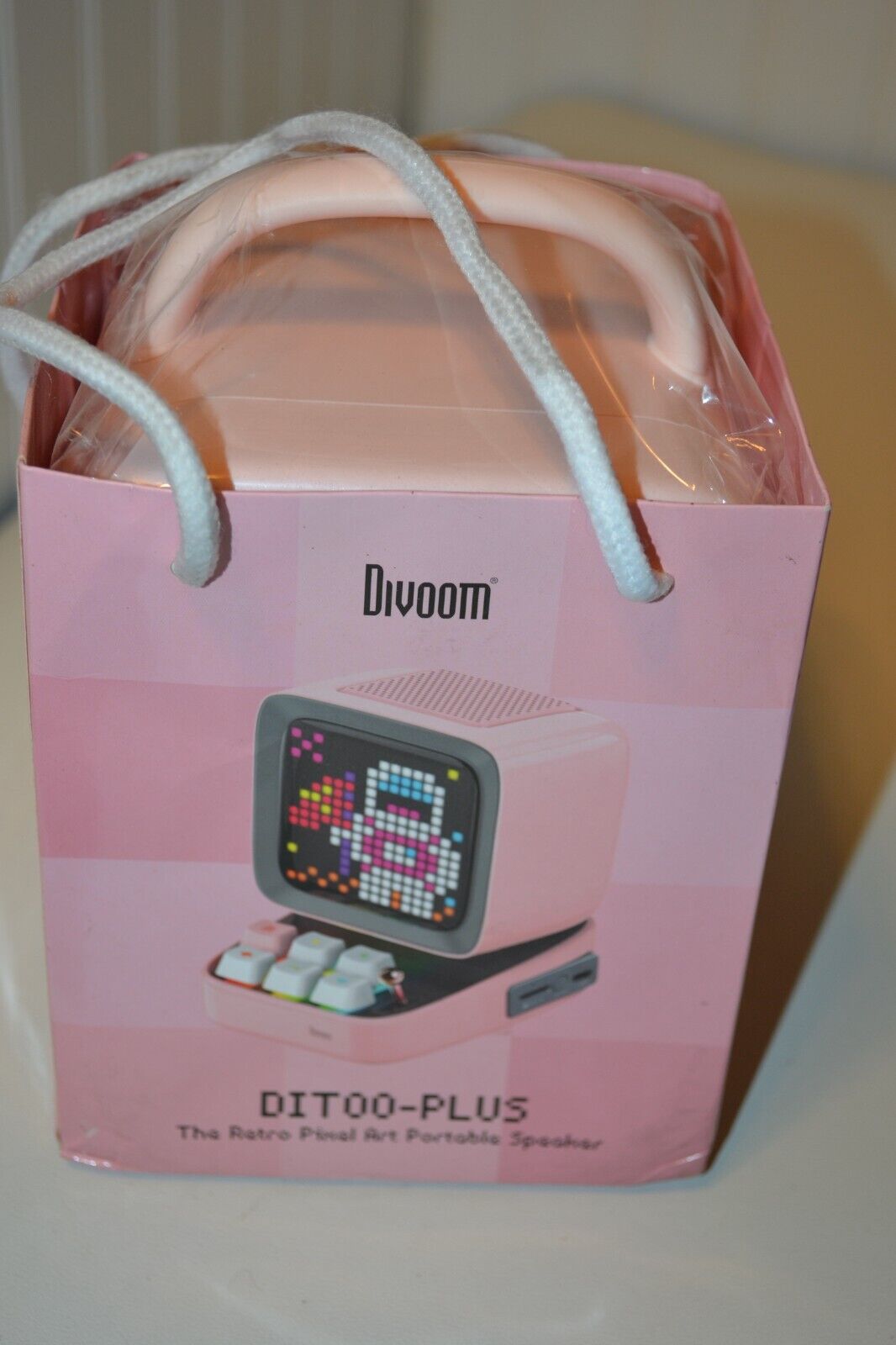 Divoom Ditoo-Plus Retro Led  Art Bluetooth Portable Speaker Alarm Clock PINK