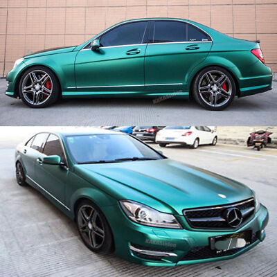 50FT Full Car Wrap Pearl Metal Matte Chrome Vinyl PVC Sticker Emerald Stretch US