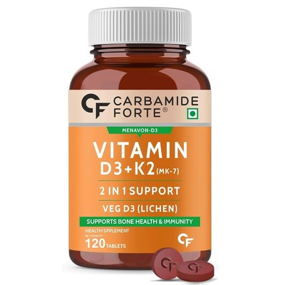 Carbamide Forte Vitamin D3 K2 MK7 | Plant Based Veg Vitamin D3 Vitamin K2 MK7