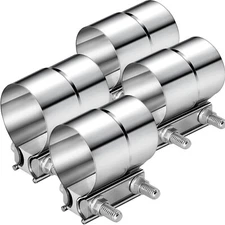 4pc 3.5 Inch Lap Joint Exhaust Band Clamp Muffler Sleeve Coupler Stainless Steel