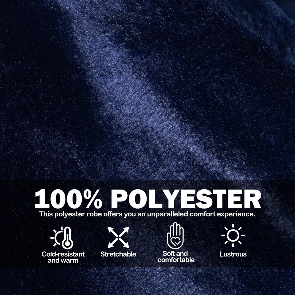 Albornoz con capucha suave para hombre largo felpa polar bata de baño cálida regalo con capucha y bolsillos Foto 3 de 4