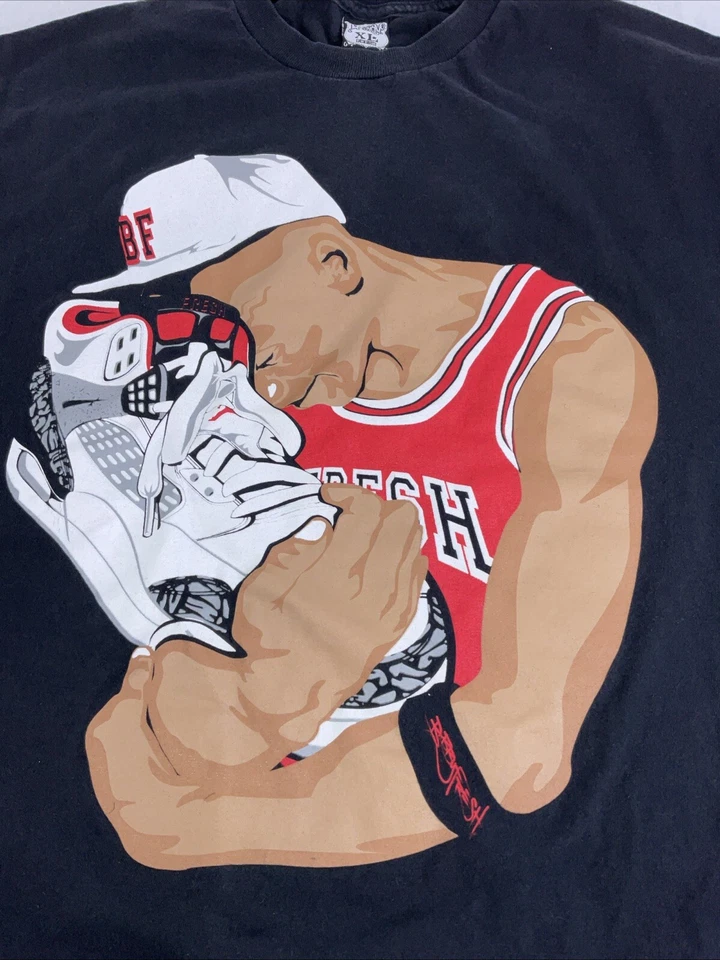 Bobby Fresh “Jordan Holding 4’s” Black Graphic Print T Shirt Mens Sz: XL - Image 2 of 4