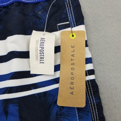 Aeropostal Board Shorts Mens Size Medium 34 Blue Palm Tree Beach Print Lined New - Picture 2 of 10