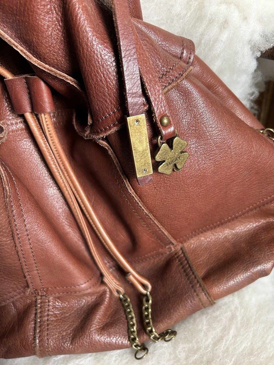 lucky brand brown soft leather bucket bag