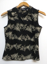 Laura Scott Shirt Womens 4P Neutral Floral Button Up Sleeveless Business Top