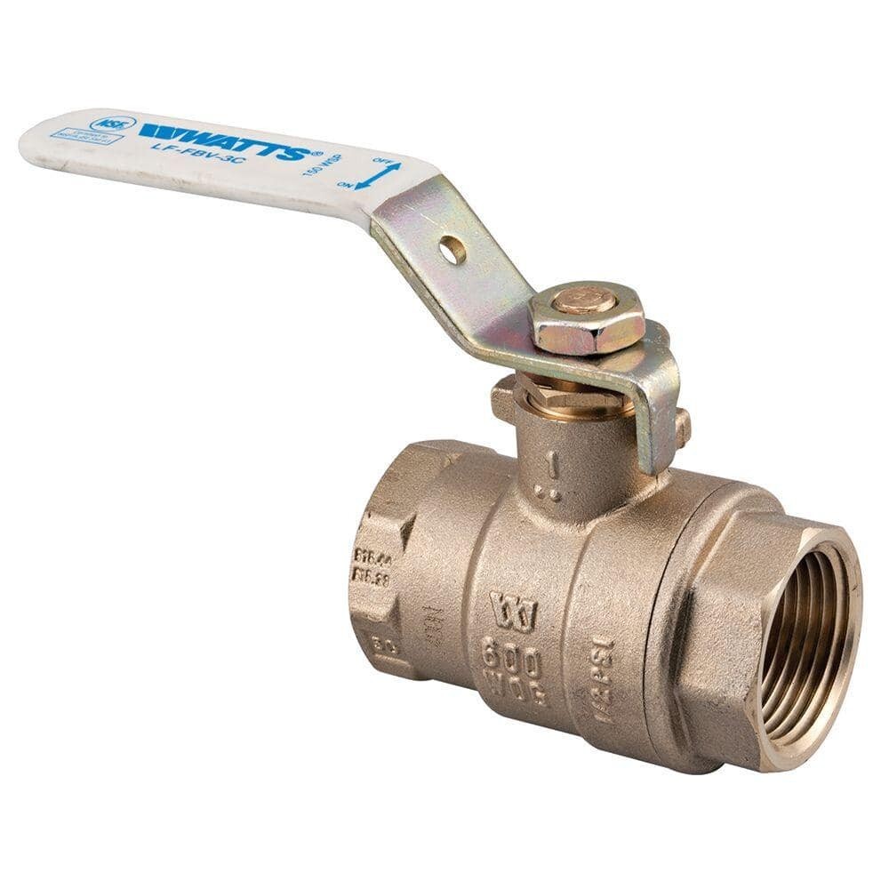 Watts 1′ in. Brass FIP x FIP Full Port Threaded Ball Valve