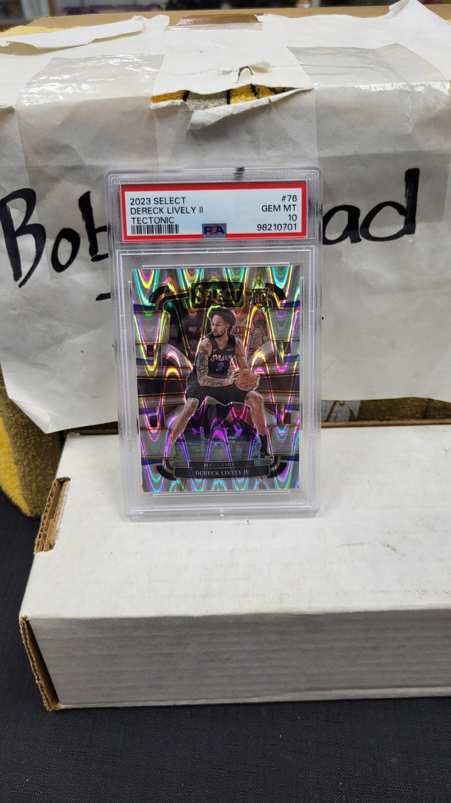 2023 DERECK LIVELY II TECTONIC PRIZM ROOKIE RC SELECT MAVS PSA 10 GEM MINT #76