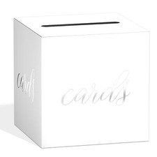 White Silver Card Box with Gold Foil Design Suitable for partiesGift Cards Re...