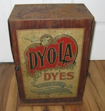 Antique Metal Dy-O-La Dyola General Store Advertising Display Dye Cabinet Dyes