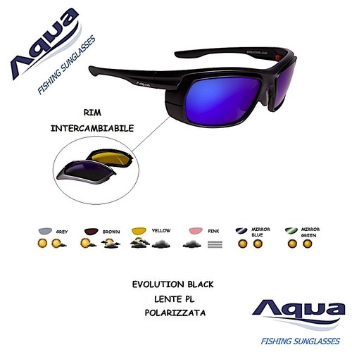 AQUA OCCHIALE POLARIZZATO ANTIRIFLESSO EVOLUTION NERO LENTI PL  INTERCAMBIABILI | eBay