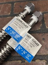 Stainless Steel Flexible Water Heater Supply Lines 15" x 3/4" FIP Set Of 2