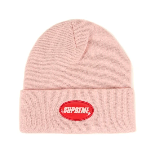 Supreme Rubber Patch Beanie (Rubber Beanie) article chapeau rose occasion BEEG 0