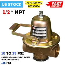 1/2 NPT Water Pressure Reducing Valve Boiler Feed Valve Adjustable PSI Regulator