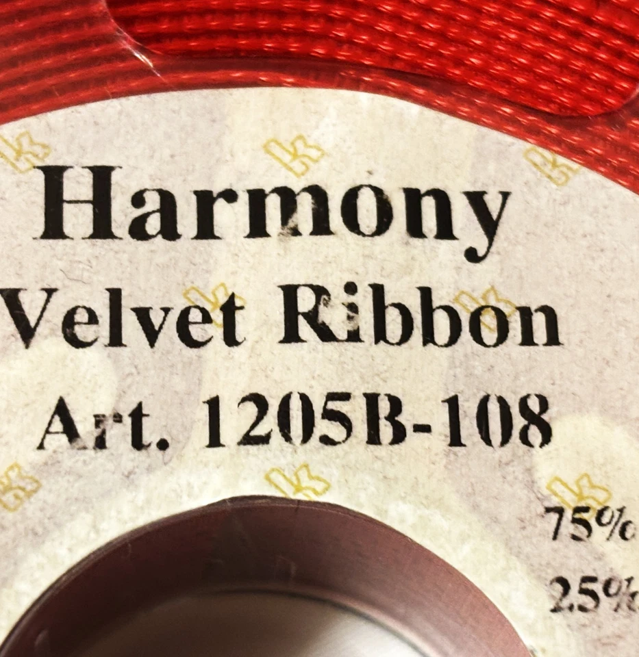 Harmony Velvet Ribbon Polyamid Polyester  5/8" Red Blue Stripes 8 yds - Image 3 of 4