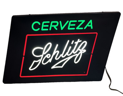 Vintage Schlitz Beer Lighted Bar Sign Neon Style Man Cave Wall 19x13