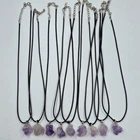 9x Raw Amethyst Crystal Pendant Necklaces black cords Jewellery Purple Stone