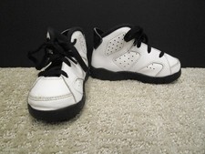Jordan 6 Retro Shoes Toddler Size 6C White Black Basketball Sneakers 384667-122