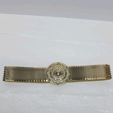 Vintage 80s Gold Tone Metal Scale Stretch Belt Womens Sz XS/S Retro Disco Boho