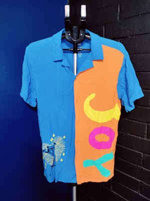 Disney Pixar Joy Inside Out Button Up Shirt Medium Color Block Short Sleeve