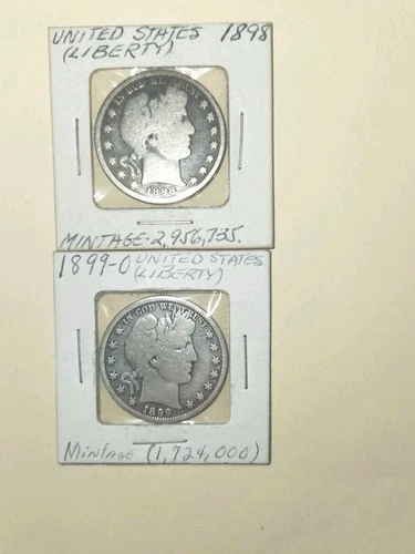 BARBER SILVER HALF DOLLAR LOT of 2 - 1898 & 1899 O