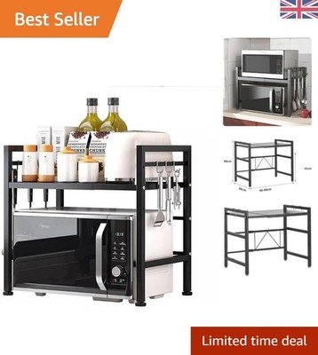 Erweiterbares Mikrowellenregal Regal - 2 Ebenen Küchenorganizer, verstellbar schwarz