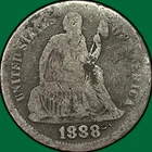 1888 Seated Liberty Dime Good G Coin, Scratches #37240