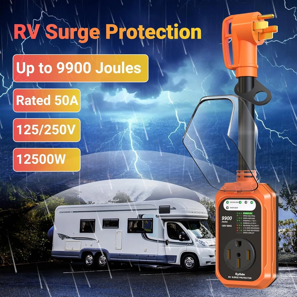 RV Surge Protector 50 Amp Waterproof, RV Circuit Analyzer with Full Electrical P - Image 3 of 4