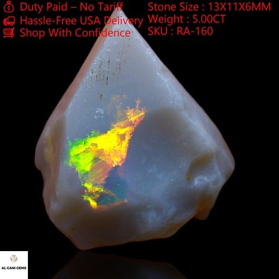 5.00 Cts Australian Fire Opal Loose Rough Wirewrap Gemstone Natural 13x11x6 mm