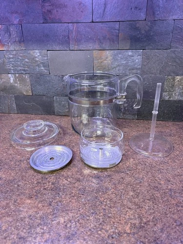 Vintage Pyrex Flame Ware 7759-B Glass Percolator 9 Cup Coffee Pot Complete Set