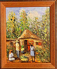 Original OM Osmond Christophe Haitian Art Oil Painting Signed Vintage 