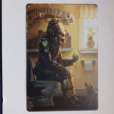 PREDATOR Blechschild 20x30 cm TOILETTENSCHILD  mit Arnold Schwarzenegger