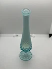 Vintage Fenton Glass Bud Vase Light Blue Opalescent Hobnail