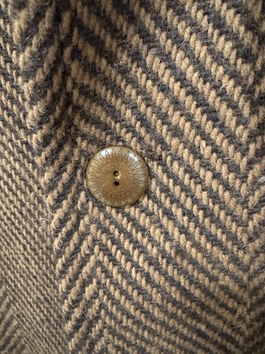 Wythe New York Raglan Wool Overcoat Rust and Dark Brown Herringbone USA Large - Picture 3 of 8