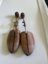 Pair Vintage Wooden Shoe Tree Stretchers w/Adjust Hinged Split Toe