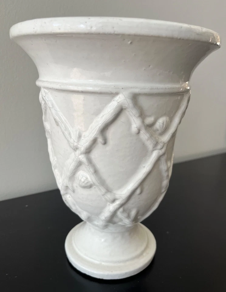 Pottery Barn LILLY PULITZER weiß Terrakotta 9" Übertopf Vase Sockel Urne - Bild 3 von 4